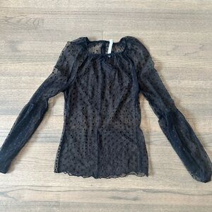 Intimately Free Peoples Polka Dot Sheer Top-Size Medium-Black